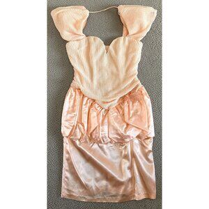 Vintage 80s Party Prom Dress Ruched Gathered Boned Bodice Made in USA